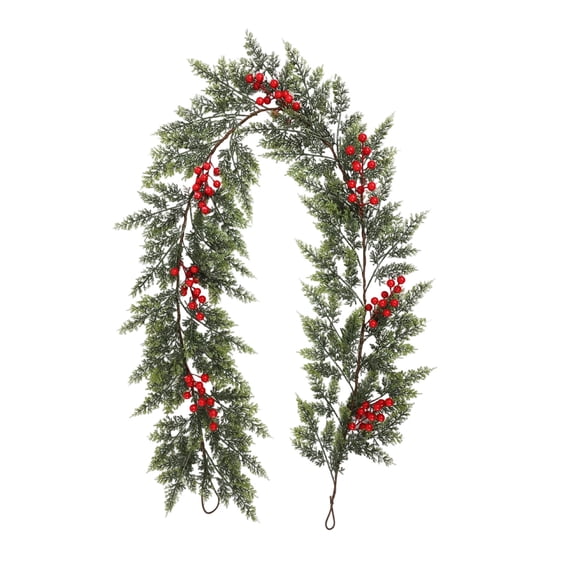 AYktou 6 Ft Christmas Garlands, Artificial Cypresses Rattans Pinecones Garlands Multi-Purpose Fake Plants Vines Wedding Party DIY Wreaths for Festival Fireplace Door Table Indoor & Outdoor Decor
