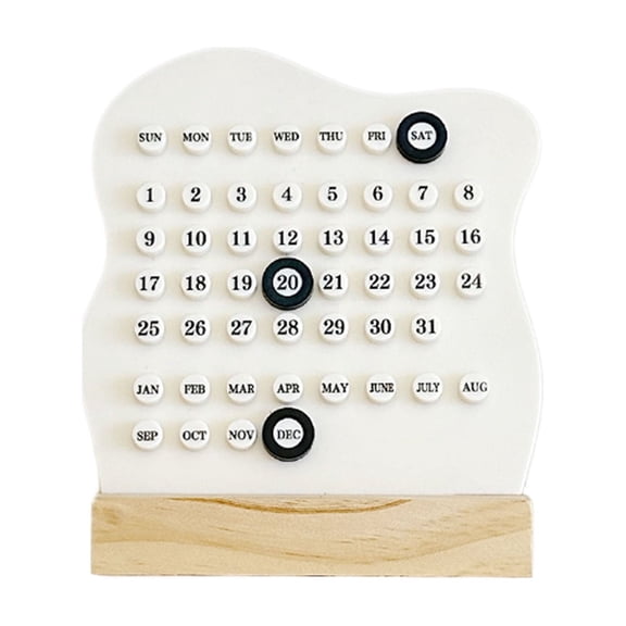 AYktou 6 Inch Wooden DIY Desk Calendar, Daily Planning Date Tracking Kalendar Month Date Display Desk Ornaments Unique Gifts Desk Accessories for Learning Plan Work Event Markers
