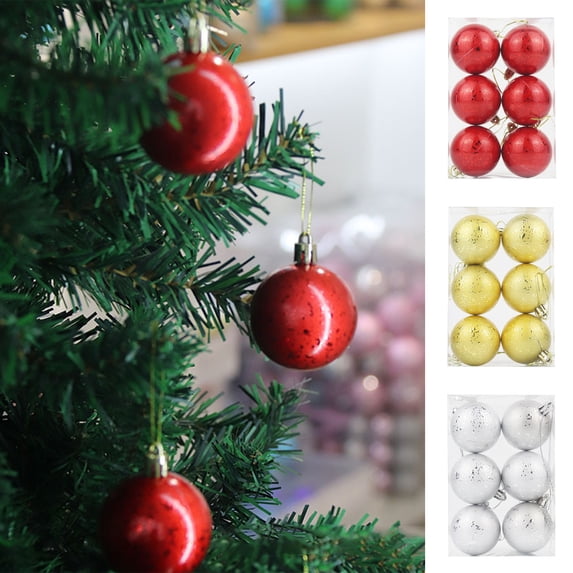 AYktou 6 Pcs Christmas Ball Ornaments Set, 2.3 Inch Christmas Tree Decorations Hanging Balls, Vintage Style Festival Pendants Home Hanging Ornaments for Xmas Tree Christmas Decorations, Red