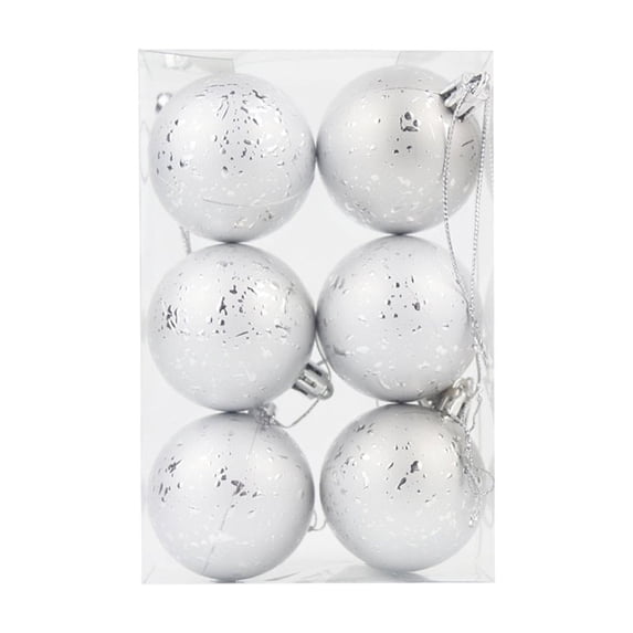 AYktou 6 Pcs Christmas Ball Ornaments Set, 2.3 Inch Christmas Tree Decorations Hanging Balls, Vintage Style Festival Pendants Home Hanging Ornaments for Xmas Tree Christmas Decorations, White