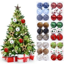 AYktou 6 Pcs Christmas Balls Ornaments set, 3.2 Inch Fabric-Wrapped Foam Christmas Decor Balls Multiple Types Elegant hanging ball for Christmas Tree Decor Wedding celebration Birthday Party Layout
