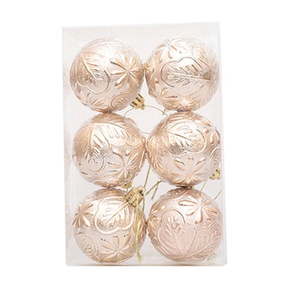 AYktou 6 Pcs Christmas Tree Ball Ornaments, Three-Dimensional Flower leaf Pattern Plastic Bright Color Christmas Balls Hanging Ornament Set for Xmas Tree Layout Window Porch Hanging Decor