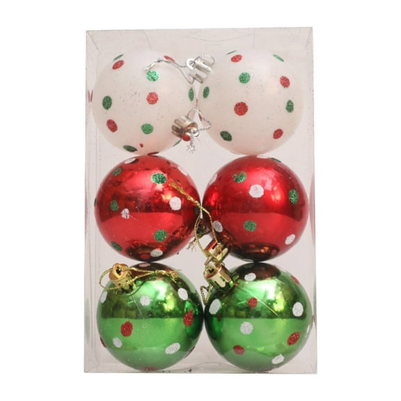 AYktou 6 Pcs Christmas Ball Ornaments, 6Cm/2.4In Red Green Polka Point Painted Shatterproof Christmas Tree Ball Hanging Ornaments Xmas Candy Pendant for Trees Holiday Party Christmas Decor
