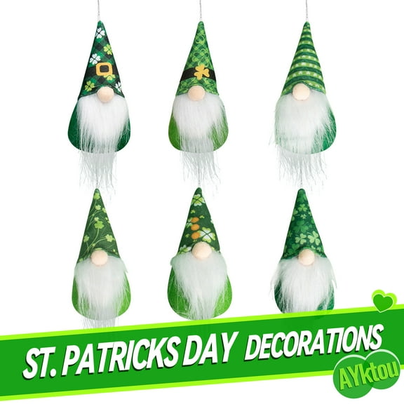 AYktou 6Pcs St Patricks Day Hanging Gnome Ornaments-Plush Dolls St Patricks Day Ornaments for Tree,Irish Shamrock Ornaments Leprechaun Doll Gifts for St. Patrick's Day Party Spring Decorations