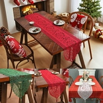 AYktou 72×13 Inch Lace Christmas Table Runners, Red Lace Hollowed-Out Table Cloth with Tassel, Holiday Party Decorative Table Mat Coffee Table Covers for Christmas Wedding Dining Table Decor