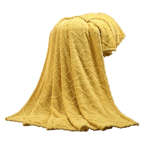 AYktou 78×59 Inch Throw Blanket, Super Soft Warm Fleece Blanket Three-Dimensional Jacquard Printing Bed Sheet Plush Sofa Nap Blanket for Bedroom Living Room Office - Gift for Family, Yellow