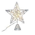 thumbnail image 1 of AYktou 8×10 Inch Christmas Tree Toppers with LED Light, Christmas Tree Top Star Glowing Decoration Ironwork Glitter Hollowed Pentagram for Xmas Tree Home Shopping Mall Christmas Decor, Silvery, 1 of 6