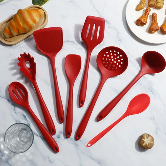 AYktou 8 Pcs Kitchen Cooking Utensils Set, Non-Stick Pot Hot-Proof Kitchen Utensils Spoon Shovel Set Multi-Purpose Cooking Pot Shovel Spatula Colander Set Kitchen Gadgets Nylon Shovel