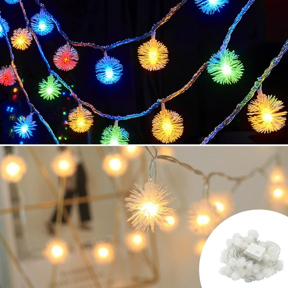 AYktou 9.8 Ft Christmas LED Light Decoration String Light, Dandelions Ball Christmas Light Outdoor Solar Small Colored Lights String Battery-Powered Ambiance Night Lights for Wedding Holiday Decor