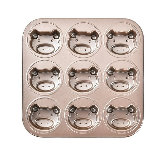 AYktou 9-Compartments Baking Pans, Carbon Steel Non-Stick Stackable Bakeware Thickened Cake Baking Comal, Cute Patterns Shaping Roasting Pan Thanksgiving & Christmas Toaster Oven Tray Bakeware