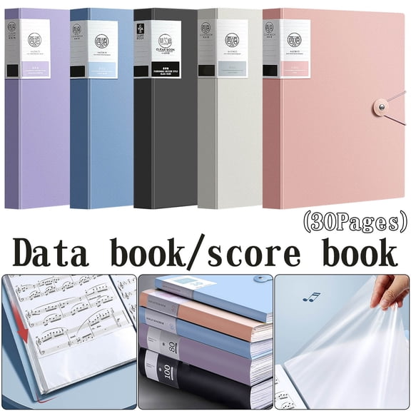 AYktou A4 30 Pockets Binder with Clear Sleeves & Elastic Band, Large Art Portfolio Folder, Music Score Folder Presentation Binder Folder File, Art Portfolio Document Organizer Document Holders