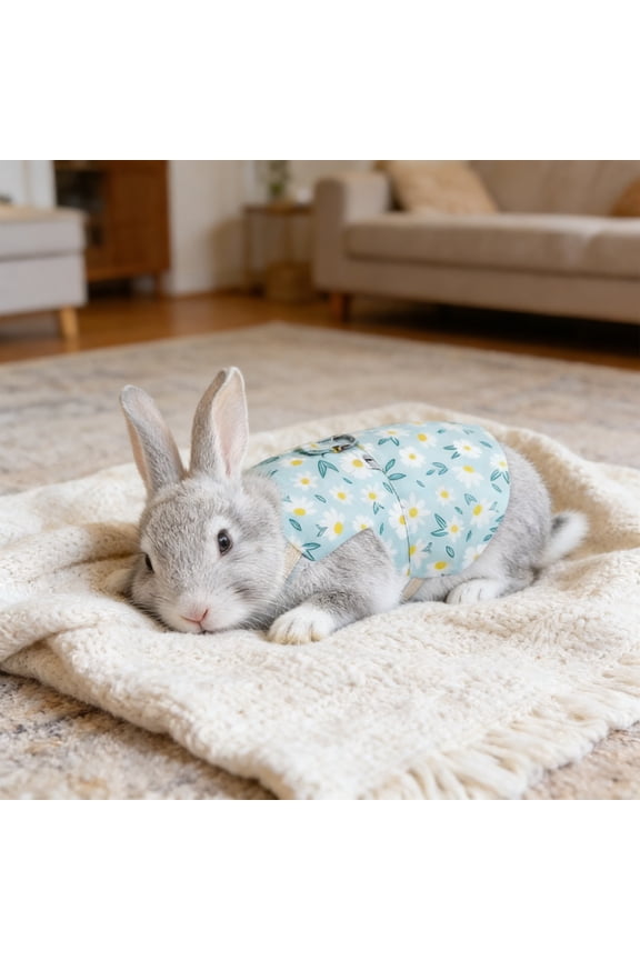 Adjustable Rabbit Harness and Leash Set, Pet Traction and Vests Strap Breathable Rabbit Vest, Hamster Clothes Rabbit Walks Accessories Small Animal Floral Harness Vest Festival Dressing