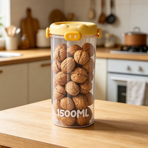 AYktou Airtight Food Storage Container with Lid, Cute Animals Design Food Storage Jars Stackable Kitchen Organizer, Pet Snack Canister Leakproof Sealed Storage Box for Cereal Flour Snack, 50.73oz
