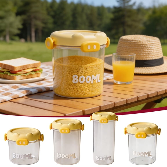 AYktou Airtight Food Storage Container with Lid, Cute Animals Design Food Storage Jars Stackable Kitchen Organizer, Pet Snack Canister Leakproof Sealed Storage Box for Cereal Flour Snack, 27.05oz