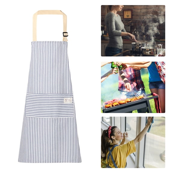 AYktou Aprons for Women Men with 2 Pockets, Kitchen Cooking Cotton Linen Server Apron Adjustable Bib Aprons Unisex Sleeveless Smock Kitchen Apron Chef Work Clothes for Home Cooking Restaurant