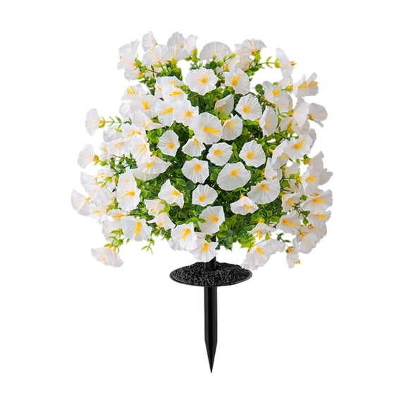 AYktou Artificial Flowers Topiary Ball Trees for Outdoors, 20 Inch Artificial Boxwood Violet Bush Decor, UV Resistant Faux Shrubs with Ground Spikes, Faux Shrub Pot Plants for Porch Garden Decor