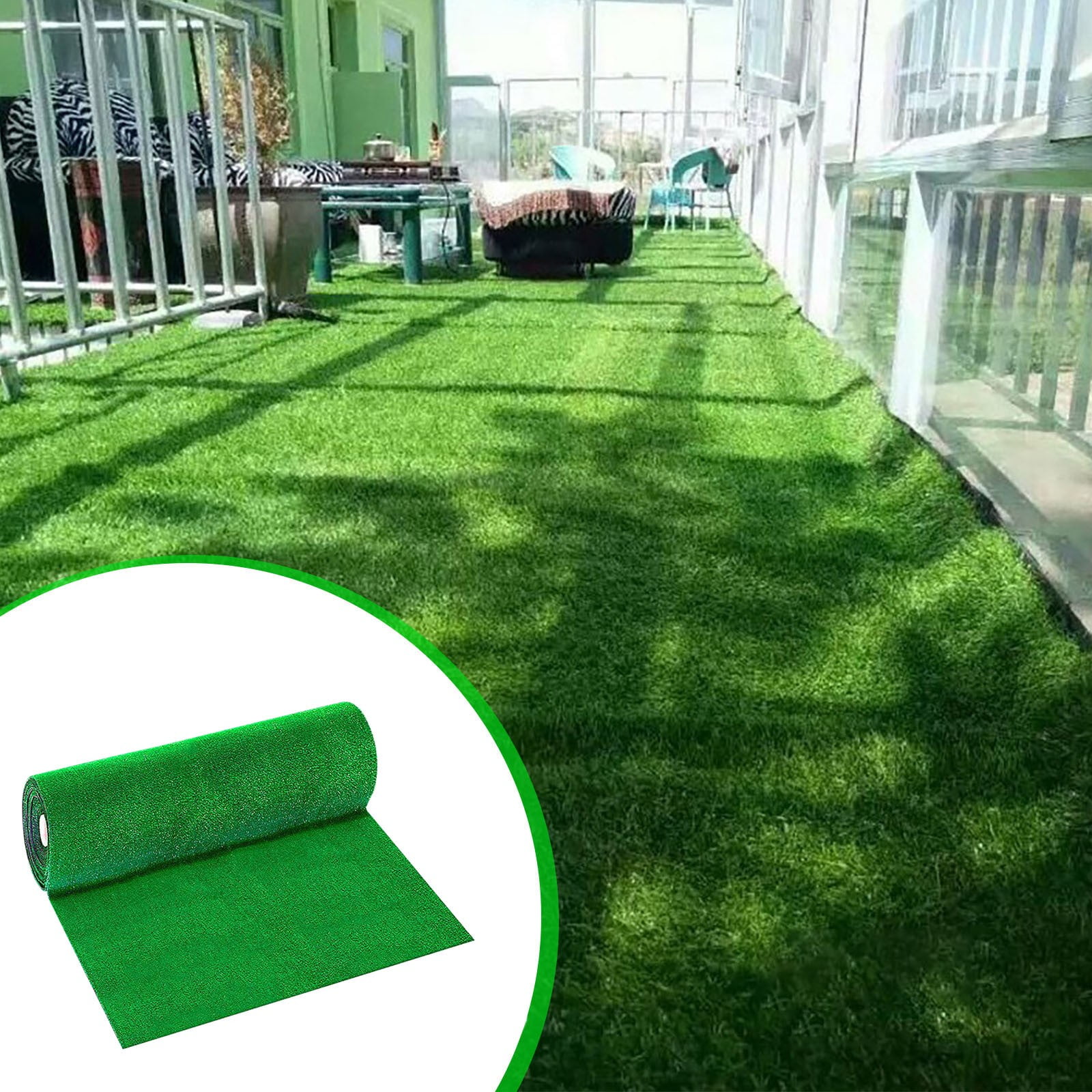 AYktou Artificial Grass-Green Realistic Fake Grass Indoor Outdoor Rugs Thicken Encrypted Turfs Grass Rug for Garden Lawn Landscape Balcony Kindergarten School Decoration