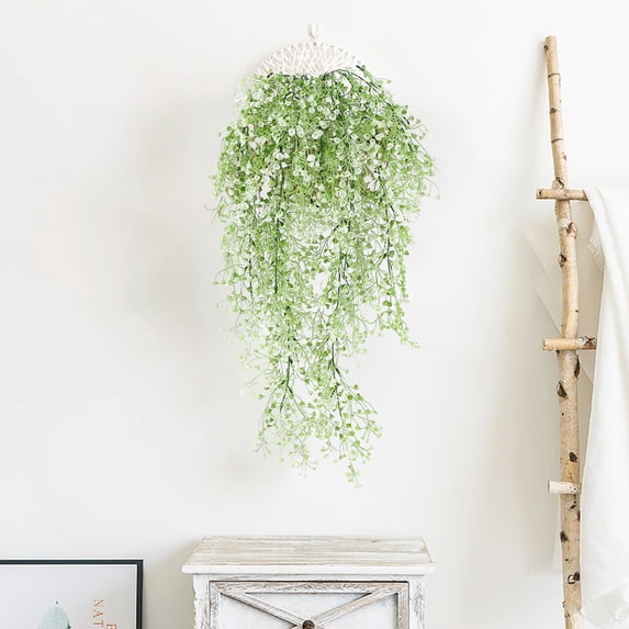 AYktou Artificial Hanging Flowers for Outdoors, Fake Golden Bells Vines Wall Hanging Plants rattan Tinsels Shaping DIY for Fireplace Wall Room Decor Aisle Garden Hanging Basket Ornaments, White