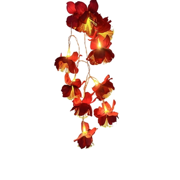 AYktou Artificial Night Jasmine Flower String Lights Garland with Fairy Lights, 4.9 Ft Tuberose Flower Vines LED Light, 10 LED Battery Operated Hanging Wicker Basket Lamp for Room Desk Holiday Decor