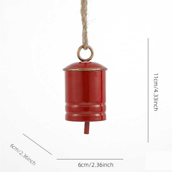 AYktou Barrel Bells Christmas Ornaments, Iron Bells Vintage Elegant Style Pendant with Ring, Christmas Tree Decorations Ambiance Gift for Front Door Staircase Window Fireplace Xmas Decor, White