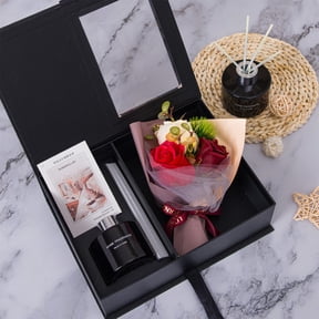 AYktou Bath Soap Rose Flower Petals Home Spa Set with Scent Diffuser,Rose Shaped Soap Petals Spa Gifts Ideas for Women Teens Mom,Valentines Day Mother's Day Birthday Girls