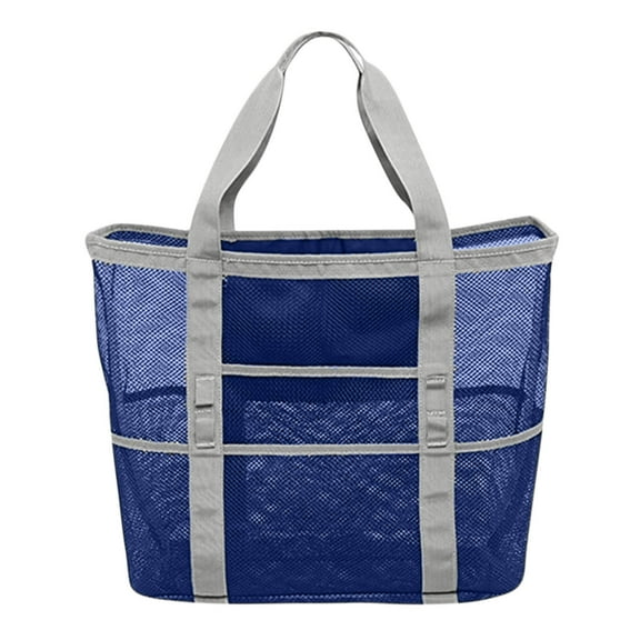 AYktou Beach Bag Large Swimsuit Mesh Storage Bag 11 Pockets Tote Bag for Family Beach Bag for Toys Vacation Essentials