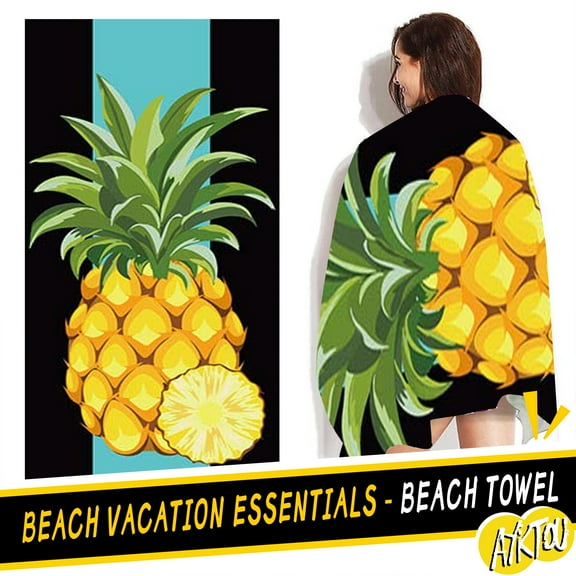 AYktou Beach Towel Bath Towels,Double Sided Velvet Beach Towels 24*47" Fruit Theme Beach Essentials Portable Pool Towels Super Absorbent &Dry Faster,Bath Towels for Gym,Camping,Travel,Picnic
