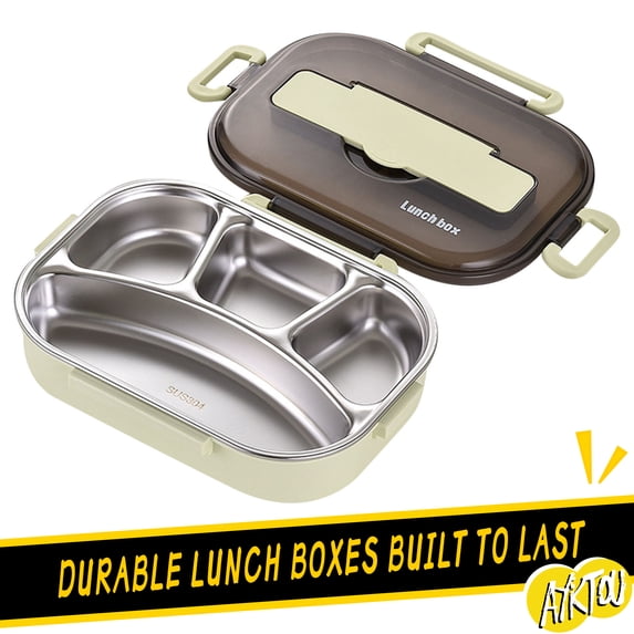 AYktou Bento Box,Lunch Box,304 Stainless Steel Bento Box Adult with 4 Compartments,Lunch Containers Built-in Utensil Set & Leak-Proof Sealing Rubber Ring,Dishwasher Safe