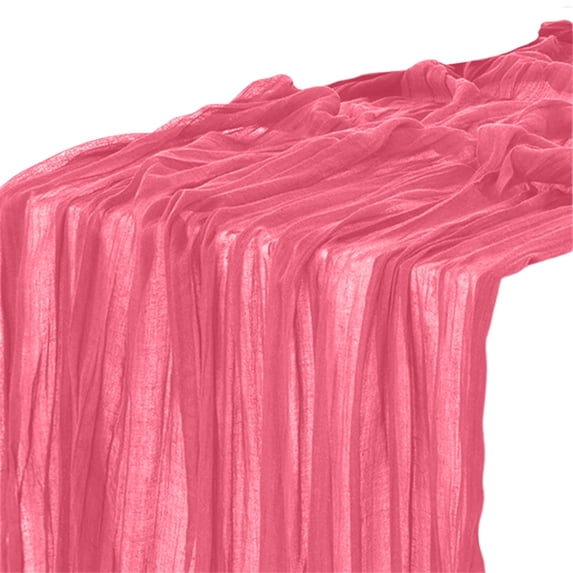 AYktou Boho Gauze Pink Table Runners, 70.8×35.4 Inch Holiday Table Decor Cheesecloth Table Runner Wedding Dining Table Cloth Ambiance Farmhouse Tablecloth Runner for Birthday Festival Home Decor