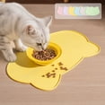 thumbnail image 1 of AYktou Cat Pattern Silicone Cat & Dog Food Mat for Floors Waterproof, 16×10 Inch Defend Spill Slow Feeding Pet Mat Defend Slide Dog Bowl Mats Pet Feeding Clean Placemat Messyproof, Yellow, 1 of 7