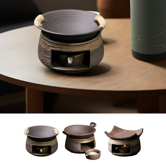 AYktou Ceramic Teapot Warmer - Roasted Tea Saucer, Tea Stove Warmer Accessories Tea Stove Tray/ Teabowl Leisure Roasting Enhanced Tea Aroma Coffee Milk Warmer Tray Candle Heating Tea Dish