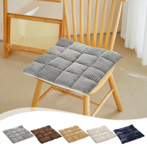 AYktou Chair Cushions 16.5×16.5 Inch, Home Winter Soft Warm Stool Cushions Checkered Patterns Living Room Floor Cushion, Insulation Butt Cushion Elastic Lumbar Pillow Lazy Back Cushions, Gray