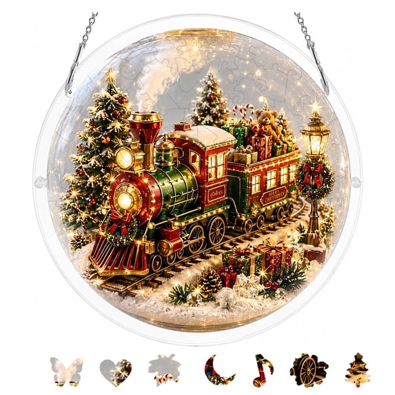 AYktou Christmas Acrylic Puzzle Suncatcher, 7.5 Inch Sun Catchers Puzzle Kit for Adults, Holiday Festive Window Hanging Puzzle DIY Gifts Pendant for Family Friends Women Mom