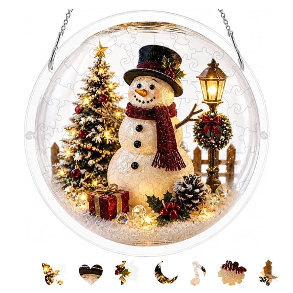 AYktou Christmas Acrylic Puzzle Suncatcher, 7.5 Inch Sun Catchers Puzzle Kit for Adults, Holiday Festive Window Hanging Puzzle DIY Gifts Pendant for Family Friends Women Mom