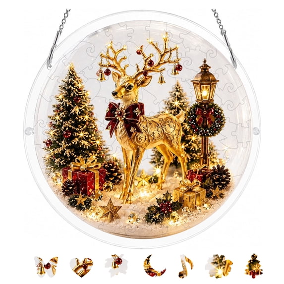 AYktou Christmas Acrylic Puzzle Suncatcher, 7.5 Inch Sun Catchers Puzzle Kit for Adults, Holiday Festive Window Hanging Puzzle DIY Gifts Pendant for Family Friends Women Mom