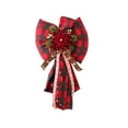 thumbnail image 1 of AYktou Christmas Bows Hanging Ornaments, 10×19 Inch Oversized Checked Bowknot Berries Bells Leaves Wreath Bows, Wall Hanging Bow Ornaments for Door Fireplace Staircase Display Indoor Outdoor Decor, 1 of 6