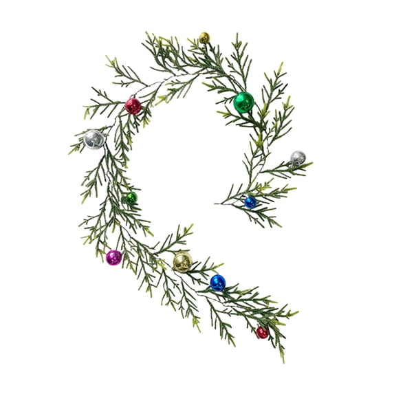 AYktou Christmas Garlands - 5.25ft Pre-Lit Artificial Christmas Garland with Pinescones Red Berries Bows Poinsettia Christmas Balls,Pines Garland Faux Green Pines Garland for Indoor Holiday Decor