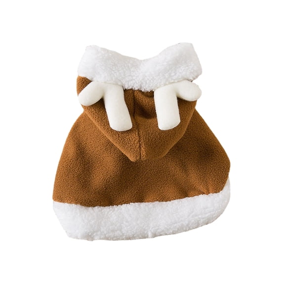 AYktou Christmas Pet Costumes, Plushes Pet Clothes with Hood, Cute Christmas Warm Pet Cape Elastic Regulation Rope Pet Costume for Small Pet, Brown