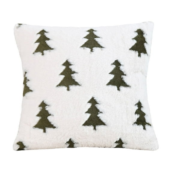 AYktou Christmas Pillows Cover 18×18 Inch, Christmas Tree Patterns Sofa Throw Pillow Plush Lumbar Cushion Decorative for Couch Bed Living Room Decor Holiday Cushion Covers Decoration, Green