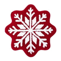 AYktou Christmas Rugs - 15.8 Inch Red White Plush Carpet, Christmas Snowflake Style Area Rug Non-Slip Bathroom Rugs Bedside Blanket Tatami Mat Washable Rugs Washable Rugs for Home Christmas Decor