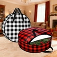 thumbnail image 1 of AYktou Christmas Wreath Storage Bags 24 Inch, Checkered Pattern Wreath Storage Box with Handle - Festive Garland Organizer Storage Rack Christmas Balls Pendant Storage Bag Socks Storage Box, Red, 1 of 7