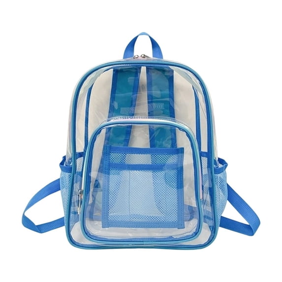 AYktou Clear Backpack for Stadium Approved, 10×5×14 Inch PVC Waterproof Clear Bag with Adjustable Straps & Mesh Side Pocket, Transparent Backpack Daypack for Concerts, Sports, Games, Festivals