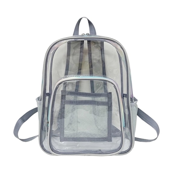 AYktou Clear Backpack for Stadium Approved, 10×5×14 Inch PVC Waterproof Clear Bag with Adjustable Straps & Mesh Side Pocket, Transparent Backpack Daypack for Concerts, Sports, Games, Festivals