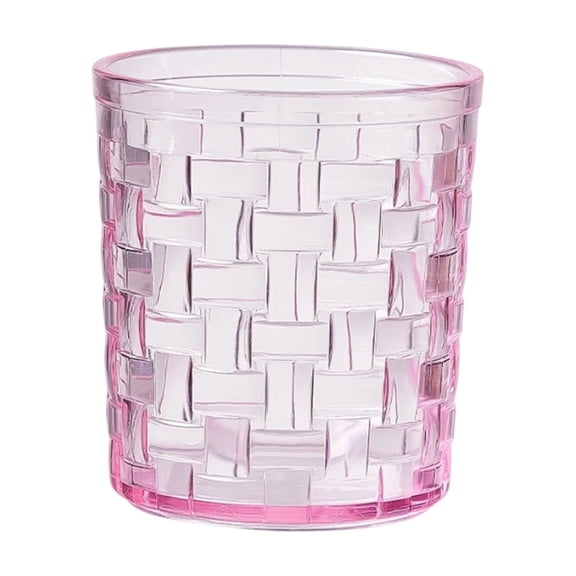 AYktou Clear Mouthwash Cups, Wide-Mouthed Thickened Couple'S Toothbrushing Cups Rattan-Woven Pattern Bathroom Brushing Cup Refracted Light Ambiance Bar Wine Glass, Pink