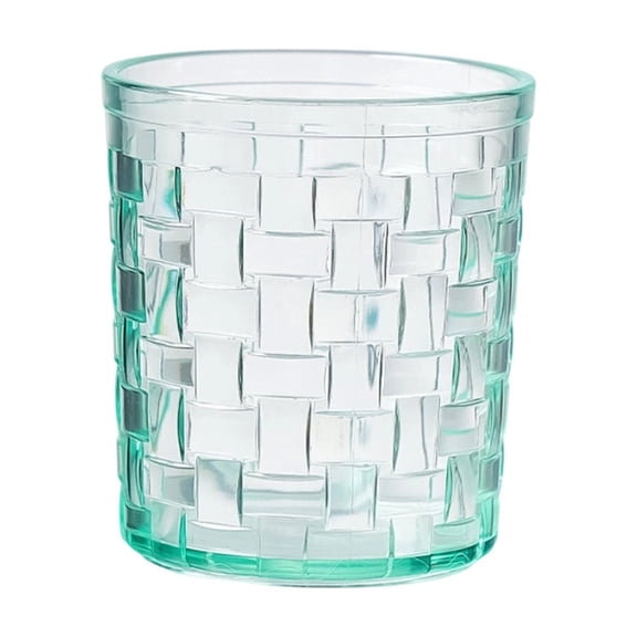 AYktou Clear Mouthwash Cups, Wide-Mouthed Thickened Couple'S Toothbrushing Cups Rattan-Woven Pattern Bathroom Brushing Cup Refracted Light Ambiance Bar Wine Glass, Green