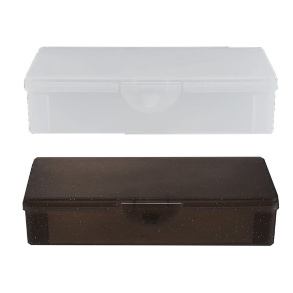 AYktou Clear Pencil Case, Stackable Stationery Organizer Storage Box Portable Packaging Box Plastic Pencil Box with Snap Closure, Large Capacity Storage Box for Pencils Small Notepad Scissors