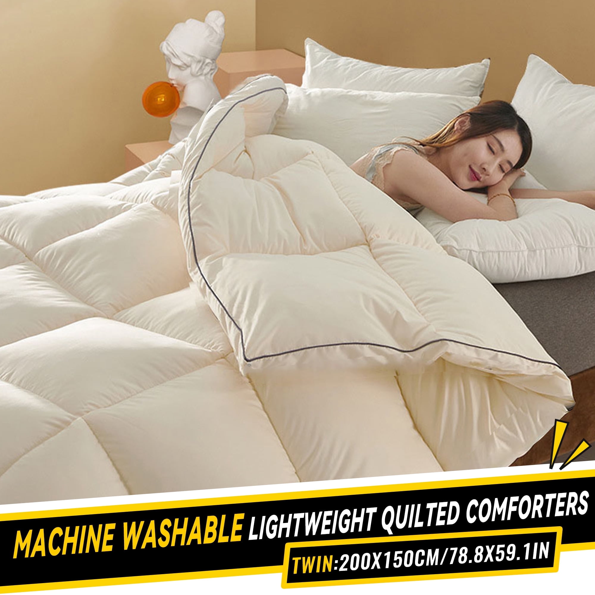 AYktou Comforter Duvet Insert,Soft Bedding for All Seasons,Machine Washable Lightweight Quilted Comforters,Bedding Comforter for All-Season Cool Comfort,78.74x59.05in,Twin/Full