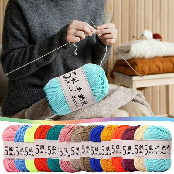 AYktou Cotton Yarn -Multi Colored Milk Yarn Crochet Yarn,50g/2.5oz,295 Yards,5 Strands,Lightweight Yarn for Crochet,Knitting and Crafts,74 Colors