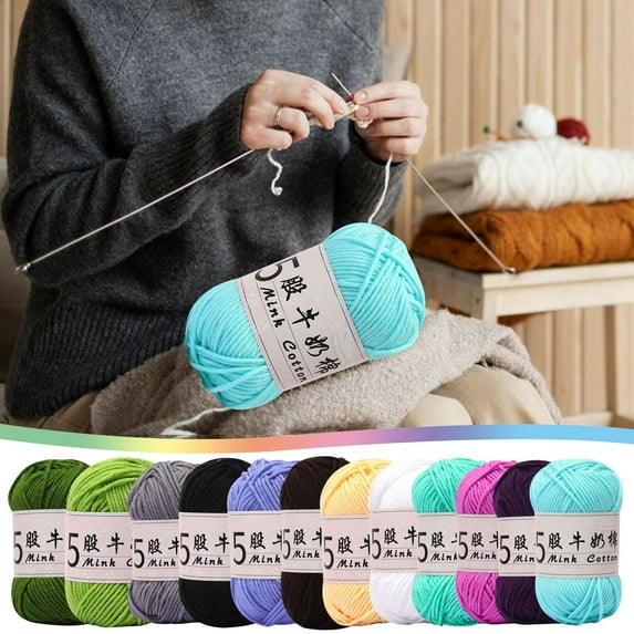 AYktou Cotton Yarn -Multi Colored Milk Yarn Crochet Yarn,50g/2.5oz,295 Yards,5 Strands,Lightweight Yarn for Crochet,Knitting and Crafts,74 Colors