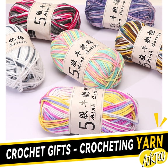 AYktou Cotton Yarn -Multi Colored Yarn Rainbows Crochet Yarn 50g/2.5oz,295 Yards,5 Strands,Lightweight Yarn For Crochet,Knitting and Crafts,24 Colors